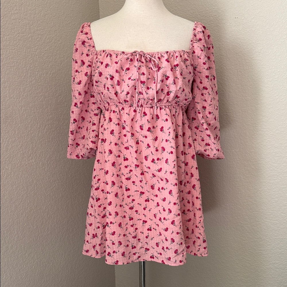 Bailey Rose Pink Floral Off-Shoulder Dress